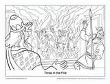 Fire Coloring Three Fiery Furnace Abednego Meshach Shadrach Activity Sunday School sketch template