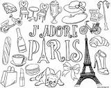 Coloriage Objets Jadore Imprimer Ausmalbilder Frankreich Eiffel Malvorlagen Parisian Themed Ausdrucken Frühstück sketch template