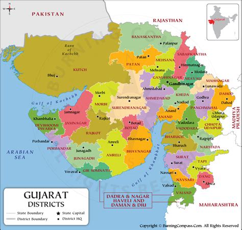 gujarat district map gujarat political map