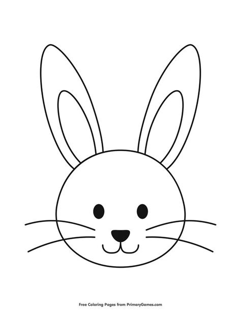 simple bunny head outline coloring page  printable  bunny