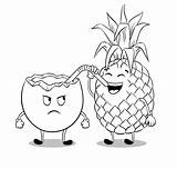 Pineapple Kokos Ananas Kokosnoot Drinkt Kolorowanka Druku Drinks Malowankę Wydrukuj Coloringfolder sketch template