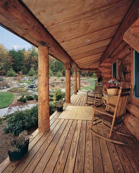 rustic log cabin porch pleasure  porches pinterest