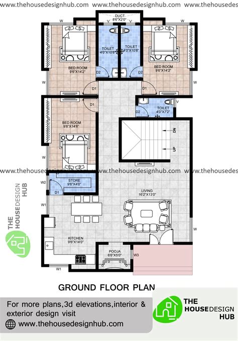 ft  bhk house plan   sq ft  house design hub
