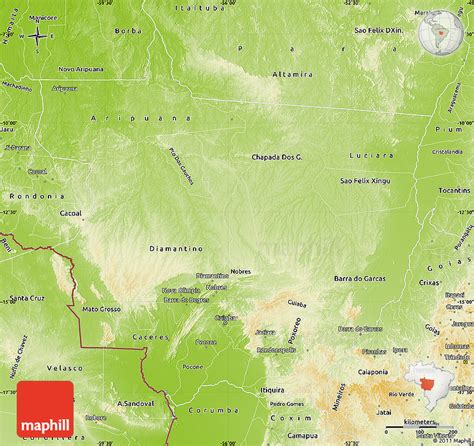 Physical Map Of Mato Grosso