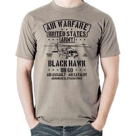 Black Hawk Uh 60 Helicopter T Shirt Us Army Air Warfare Military