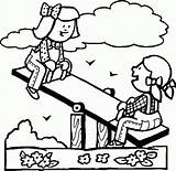 Playground Totter Teeter Coloring Pages Kids Places People Printable sketch template