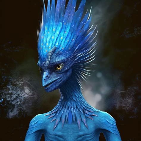artstation blue avian alien