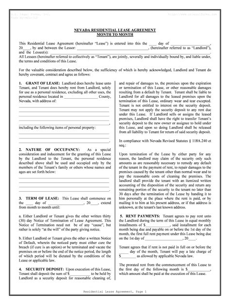 nevada residential lease agreement annual  month  form fill