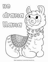 Coloring Pages Llama Cute Printable Llamas Kids Drama Comments Ridiculously Teens Natashalh sketch template