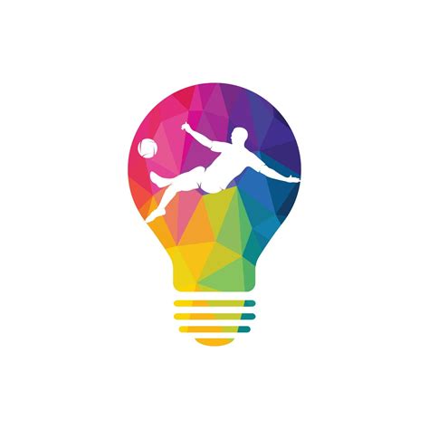 soccer  football player man bulb shape logo vector design modern
