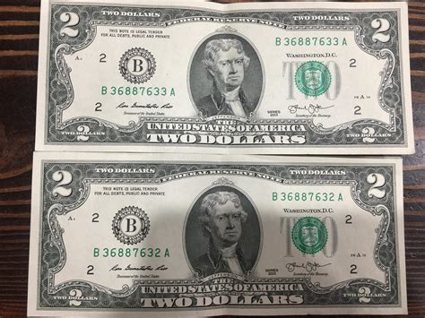 dollar bills  consecutive serial numbers