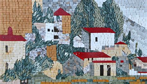 Mosaic Designs The Village Scenery Mozaico Mosaic Art Mosaic