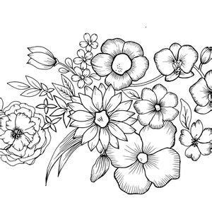 wild flowers  coloring page etsy printable flower coloring pages