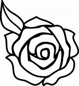 Rose Line Clip Outline Clipart Colorable Roses Flower Drawing Simple Flowers Drawings Easy Lineart Single Beautiful Sweetclipart sketch template