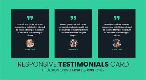 responsive testimonials card ui design  html css
