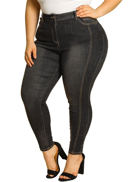 women s plus size washed skinny jeans 1x black walmart canada