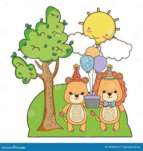 lioness  lion  happy birthday icon design stock vector