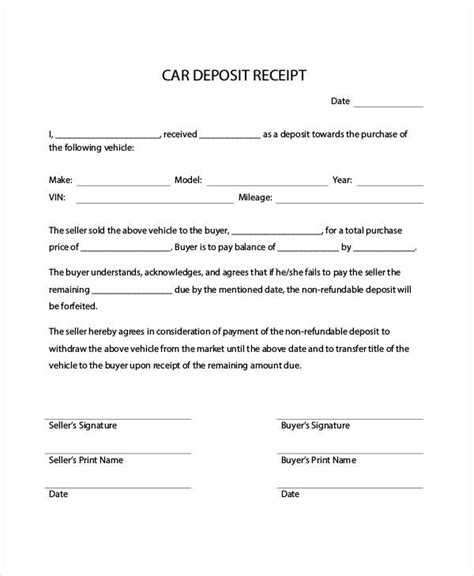 car payment receipts  ms word