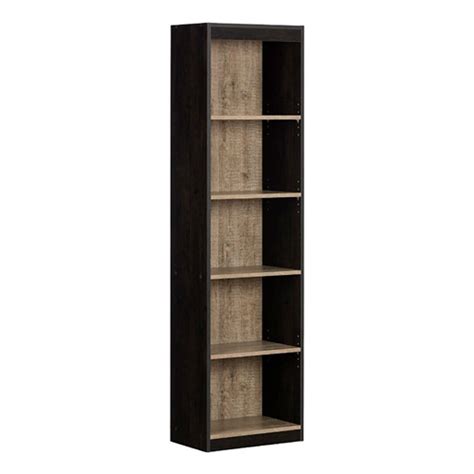 modern 71 inch tall skinny 5 shelf bookcase in black wood finish