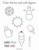 Cold Hot Coloring Objects Color Worksheets Kindergarten Preschool Noodle Twisty Weather Kids Activities Teaching Twistynoodle Built California Usa Choose Board sketch template