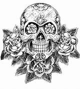 Coloring Pages Adults Skull Rose Tattoos Tattoo Sugar Skulls Printable Adult Color Hard Skeleton Tatoo Difficult Book Print sketch template