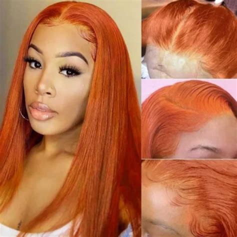 Orange Ginger Color 13x4 Lace Front Wig Straight