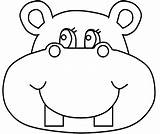 Hippo Coloring Pages Face Cartoon Family Printable Procoloring Baby Cute Easy Choose Board sketch template