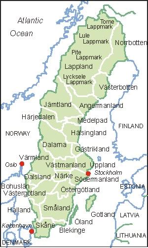 landkarte von schweden