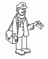 Postman Community Helpers Coloring Pages Workers Outline Drawing Man Post Colouring Helper Mail Delivering Printable Color Jobs Drawings Mr Getdrawings sketch template