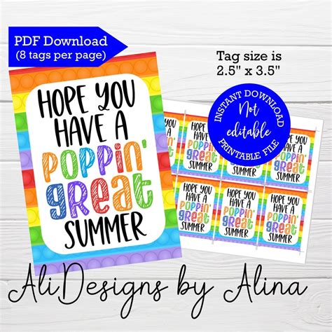 hope    poppin great summer printable tags  day etsy india