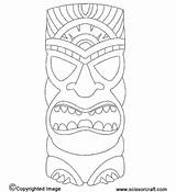 Tiki Coloring Pages Hawaiian Masks Mask Printable Head Template Luau Kids Crafts Print Draw Statue Color Party Printables Faces Clipart sketch template
