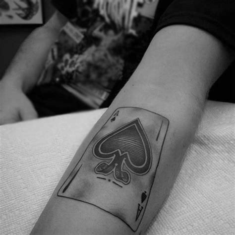 ace of spades card black and white tattoo on arm tattooimages