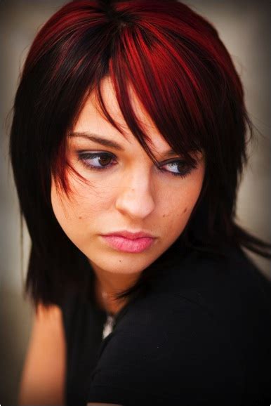 bernat blog black hair  red highlights