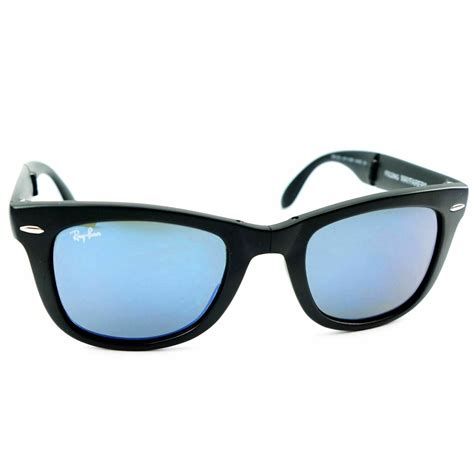 ray ban wayfarer folding classic rb4105 blue flash lens unisex sunglasses