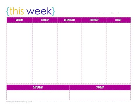 week   weekly planner printable biblical homemaking