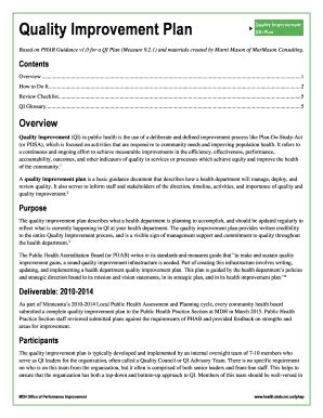 form mn quality improvement plan fill  printable fillable