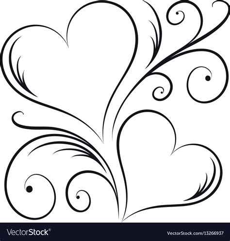 hearts  swirl elements royalty  vector image