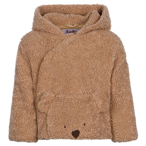 il gufo teddy bear fur jacket  brown bambinifashioncom
