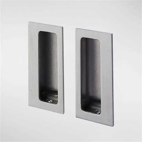 pack rectangular flat plate recessed flush sliding pocket door handles recessed satin nickel