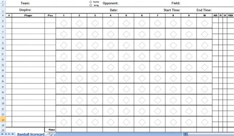 baseball score sheet excel template baseball score sheets
