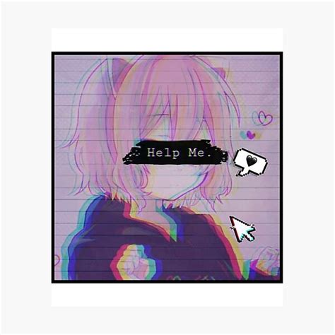Help Me Sad Anime Girl Photographic Print By Simouser Redbubble