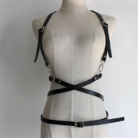 women sexy punk harness handmade leather body bondage o round chest