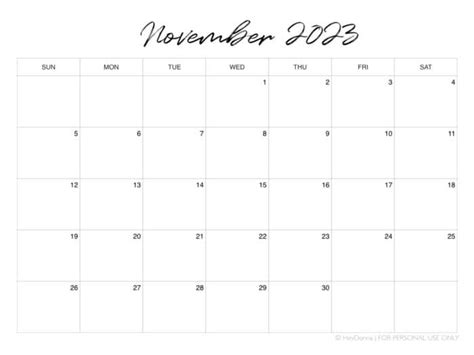 printable november monthly calendar hey donna
