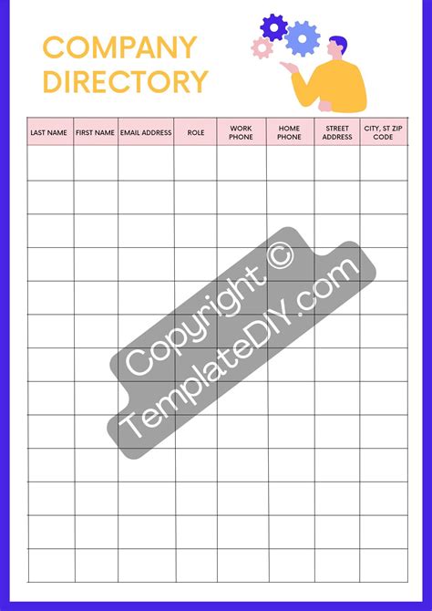 company directory template blank printable word excel