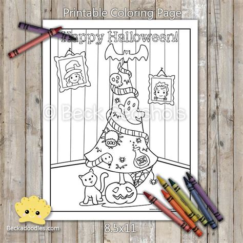 halloween tree printable coloring page etsy