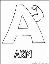 Arm Coloring Alphabets Pages Letter Fun sketch template