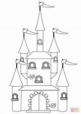 Castle Coloring Pages Fantasy Printable Drawing Fairytale Disney Template Simple Kids Castles Supercoloring Getdrawings Categories Paper sketch template
