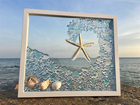 Aqua Marine Wave Sea Glass Art Beach Decor 15 X Etsy