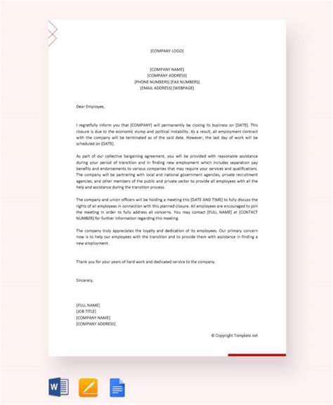 sample closing business letter templates   ms word