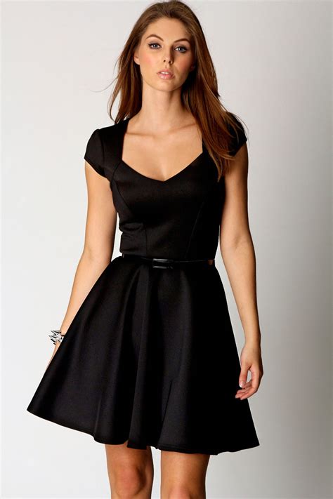 boohoo lara sweetheart neck hip length skater dress ebay